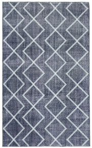 Kesle Gri Beyaz Geometrik Desenli Modern El Dokuma Yün Pamuk Halı 160x264 cm