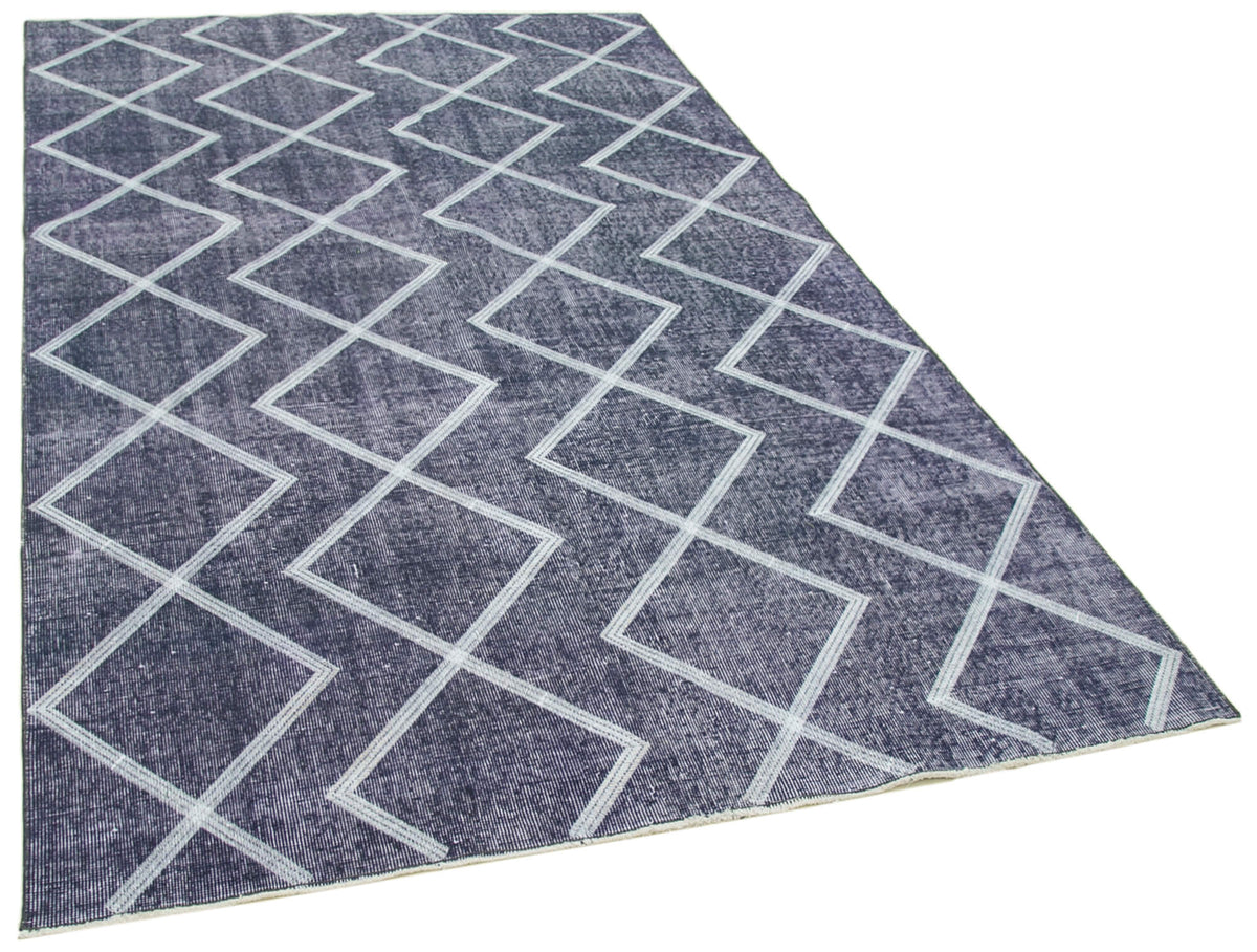 Kesle Gri Beyaz Geometrik Desenli Modern El Dokuma Yün Pamuk Halı 160x264 cm – genel görünüm