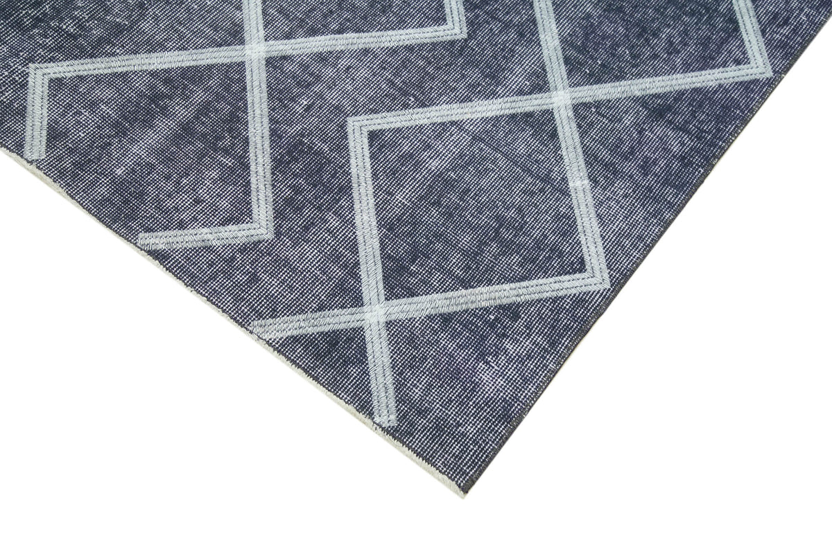 Kesle Gri Beyaz Geometrik Desenli Modern El Dokuma Yün Pamuk Halı 160x264 cm – detay görünümü