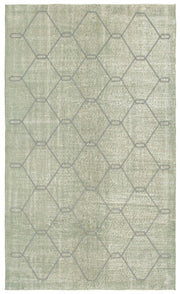 Kesle Adaçayı Yeşili Açık Gri Geometrik Modern El Dokuma Halı 158x258 cm