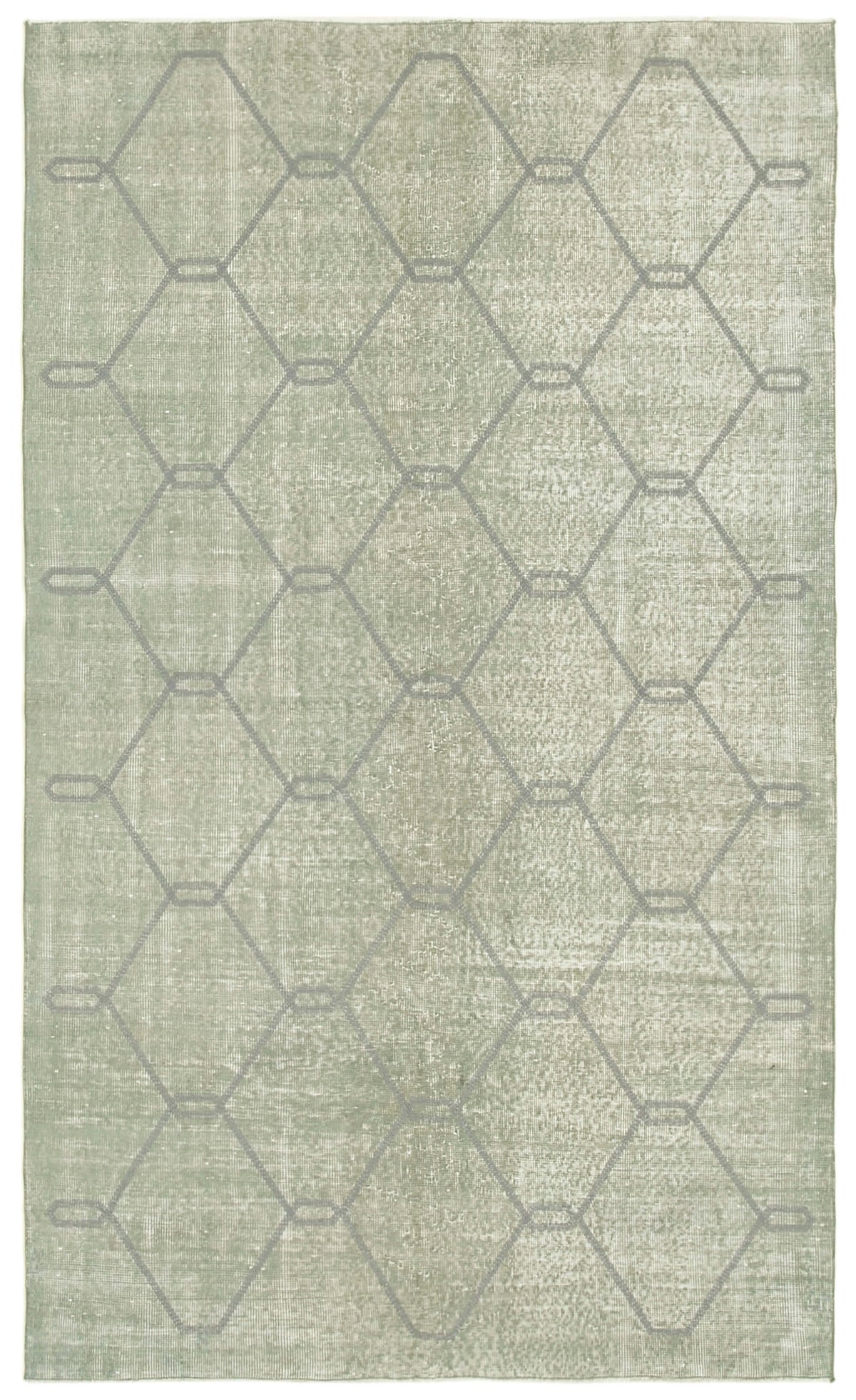 Kesle Adaçayı Yeşili Açık Gri Geometrik Modern El Dokuma Halı 158x258 cm