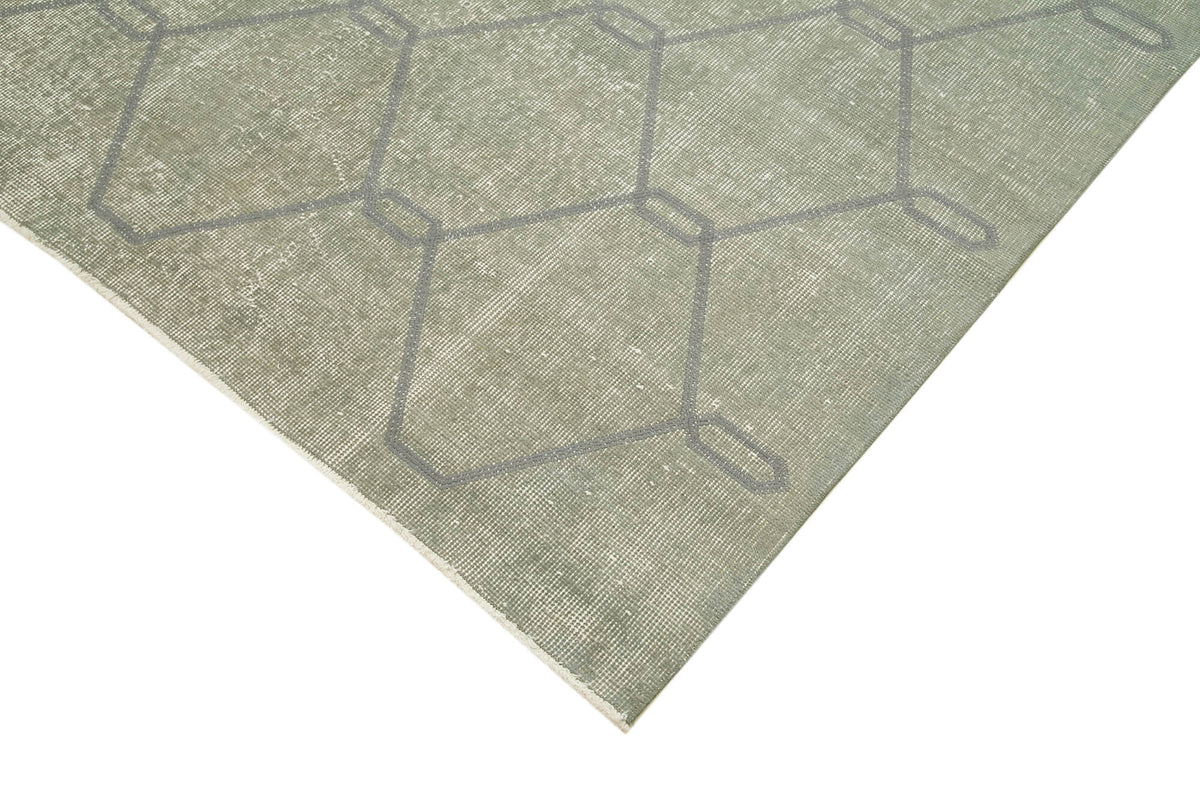 Kesle Adaçayı Yeşili Açık Gri Geometrik Modern El Dokuma Halı 158x258 cm – detay görünümü