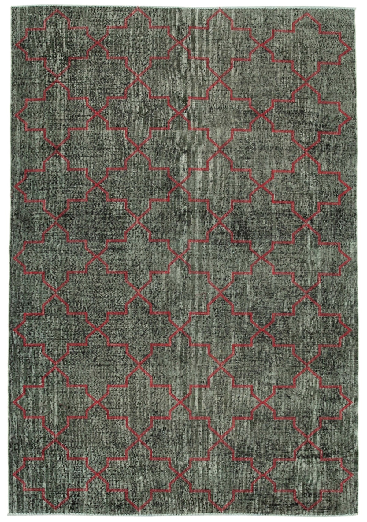 Kesle Gri Halı 6 m2 Geometrik Desenli Modern El Dokuma Halı 194x284 cm
