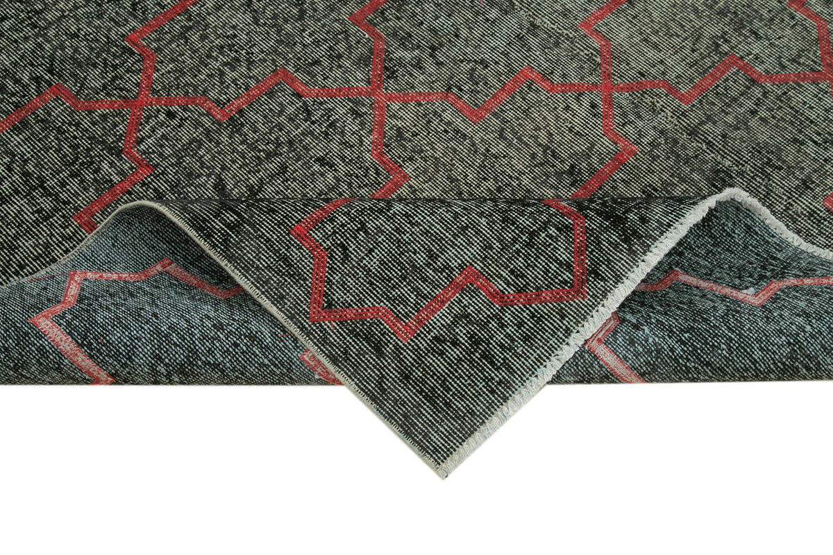 Kesle Gri Halı 6 m2 Geometrik Desenli Modern El Dokuma Halı 194x284 cm – kenar detayı