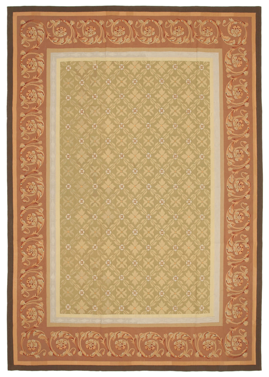 Sivemi Bej ve Kahverengi Geometrik Desenli Yün El Dokuma Halı 290x421 cm