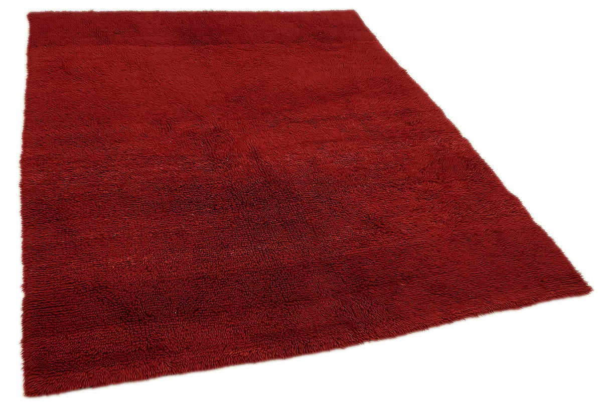 Timvi Koyu Kırmızı Düz Shaggy Yün Halı 145x190 cm 30042 – genel görünüm