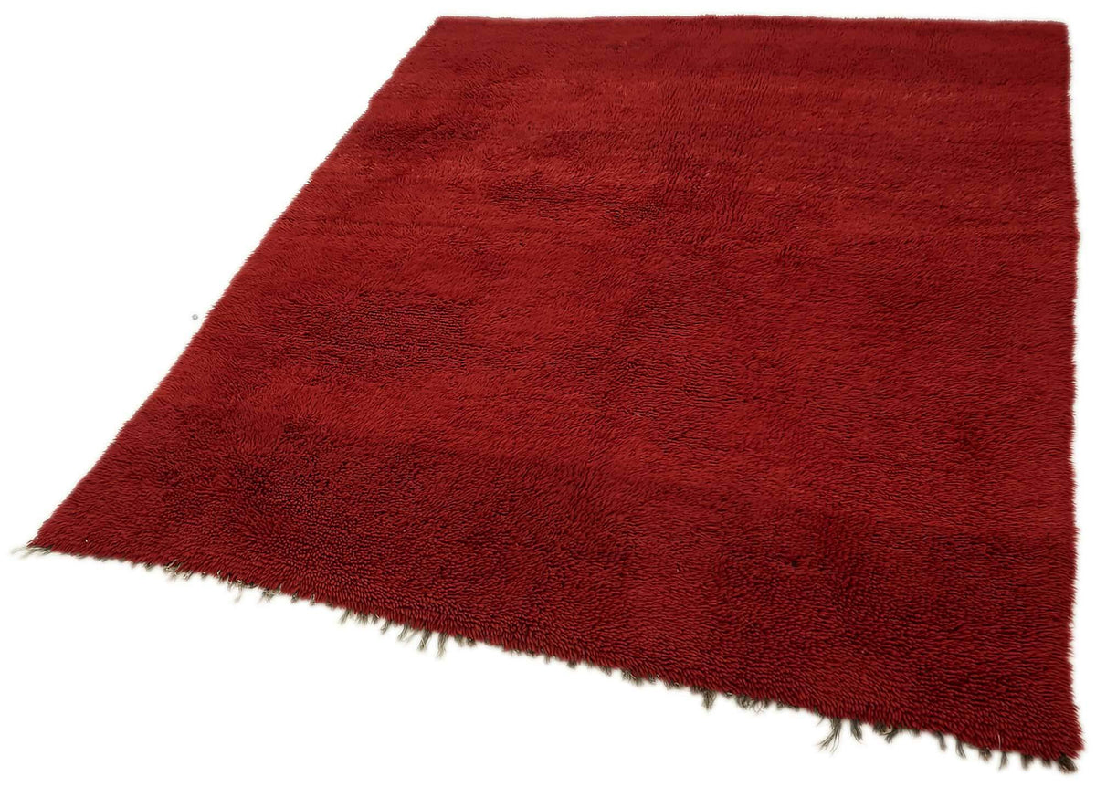 Timvi Koyu Kırmızı Düz Shaggy Yün Halı 145x190 cm 30042 – doku yakın çekim