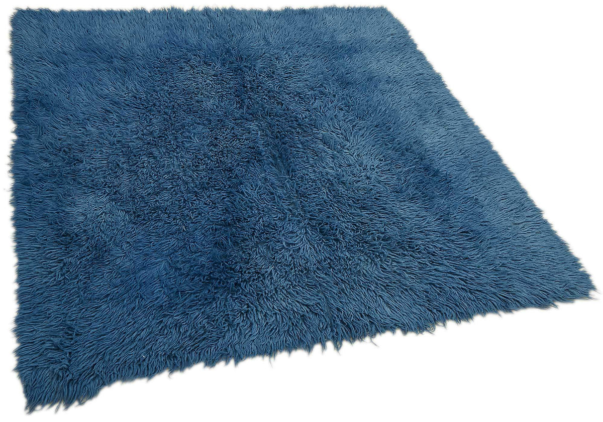 Timvi Düz Yeşil Halı İndigo Mavi Modern Shaggy Dokuma 144x154 cm – genel görünüm