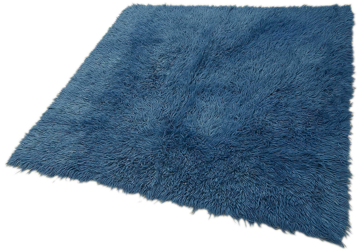 Timvi Düz Yeşil Halı İndigo Mavi Modern Shaggy Dokuma 144x154 cm – doku yakın çekim