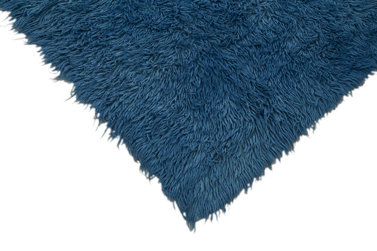 Timvi Düz Yeşil Halı İndigo Mavi Modern Shaggy Dokuma 144x154 cm – detay görünümü