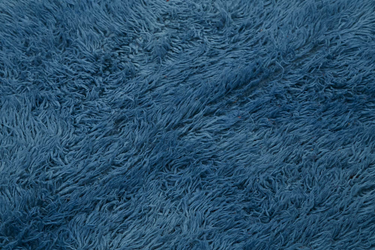 Timvi Düz Yeşil Halı İndigo Mavi Modern Shaggy Dokuma 144x154 cm – mekânda kullanım