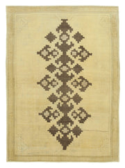 Movli Koyu Kahverengi Halı, Bej Zemin Üzeri Madalyon Desenli 138x192 cm