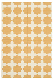 Navamo Duri Kilim Sarı ve Ekru Geometrik Dokuma Modern 182x281 cm 32373