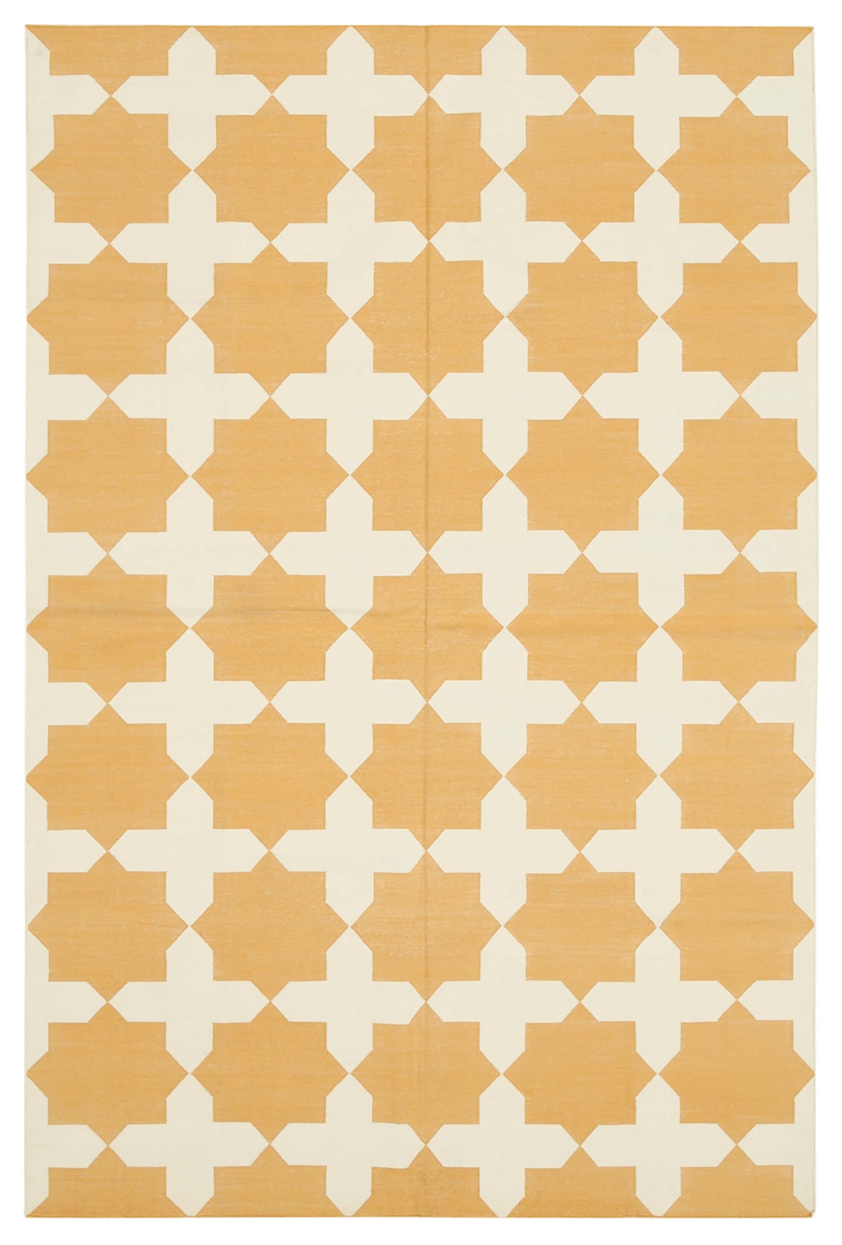 Navamo Duri Kilim Sarı ve Ekru Geometrik Dokuma Modern 182x281 cm 32373