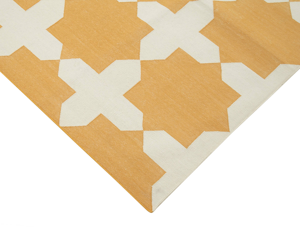 Navamo Duri Kilim Sarı ve Ekru Geometrik Dokuma Modern 182x281 cm 32373 – detay görünümü