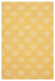 Navamo Beyaz Modern Halı Hardal Sarısı Geometrik Duri Kilim 183x271 cm