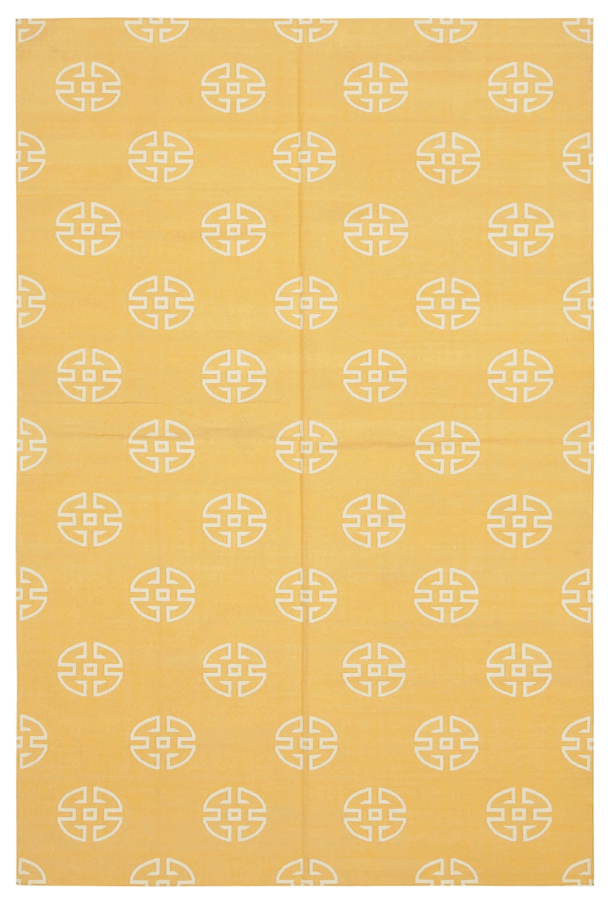 Navamo Beyaz Modern Halı Hardal Sarısı Geometrik Duri Kilim 183x271 cm