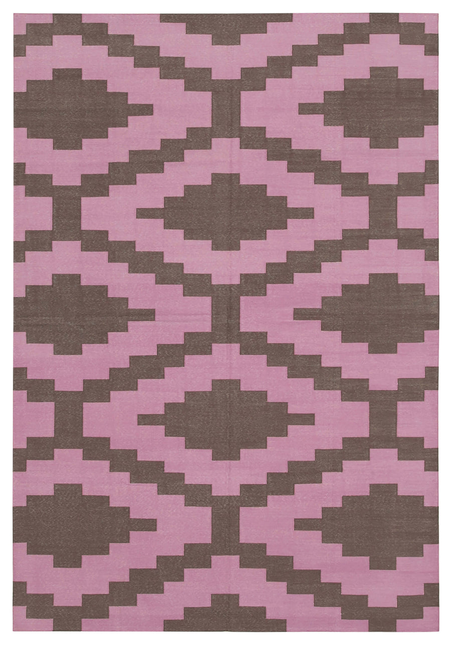 Navamo Dokuma Modern Duri Kilim Toz Pembe ve Kahverengi 186x268 cm