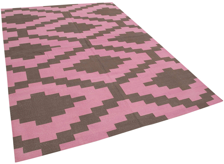 Navamo Dokuma Modern Duri Kilim Toz Pembe ve Kahverengi 186x268 cm – genel görünüm