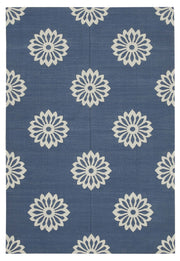 Navamo Mavi Beyaz Geometrik Duri El Dokuma Kilim 187x270 cm