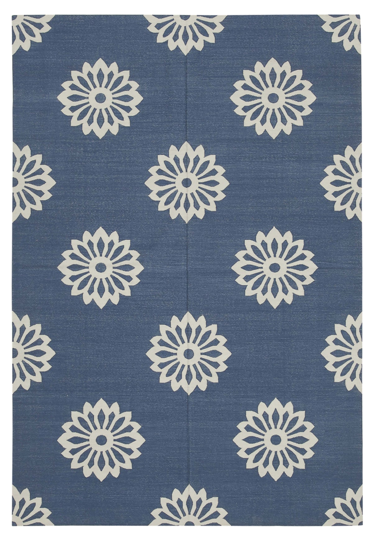 Navamo Mavi Beyaz Geometrik Duri El Dokuma Kilim 187x270 cm