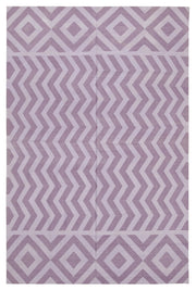 Navamo Geometrik Desenli Mor ve Beyaz Dokuma Modern Duri Kilim 180x270 cm