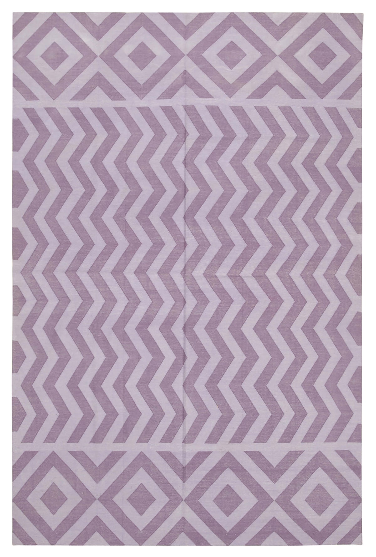 Navamo Geometrik Desenli Mor ve Beyaz Dokuma Modern Duri Kilim 180x270 cm