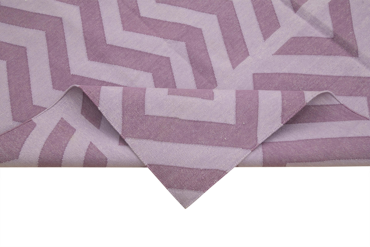 Navamo Geometrik Desenli Mor ve Beyaz Dokuma Modern Duri Kilim 180x270 cm – kenar detayı