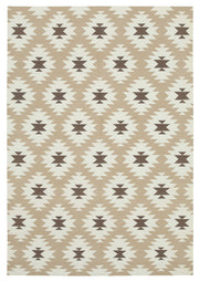 Navamo Bej Geometrik Desenli Pamuk Duri Kilim 183x270 cm