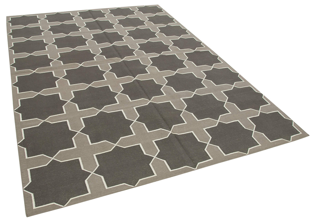 Navamo Gri Antrasit Geometrik Duri Kilim 188x273 cm – genel görünüm