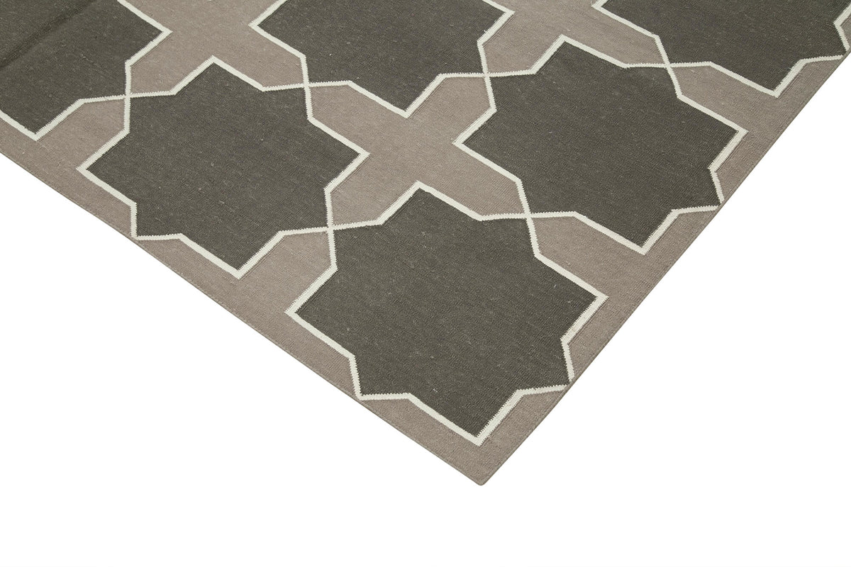 Navamo Gri Antrasit Geometrik Duri Kilim 188x273 cm – detay görünümü