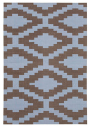 Navamo Mavi Kahverengi Geometrik Modern Duri El Dokuma Kilim 185x275 cm