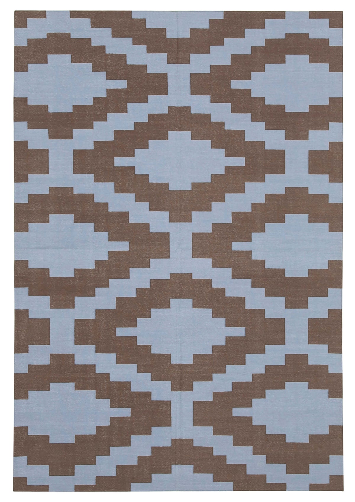 Navamo Mavi Kahverengi Geometrik Modern Duri El Dokuma Kilim 185x275 cm