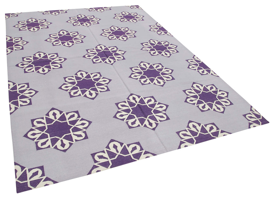 Navamo Lacivert Beyaz Geometrik Desenli Pamuk Duri Kilim 187x270 cm – genel görünüm