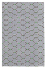 Nevok Geometrik Desenli Açık Gri ve Yeşil Modern Kilim 162x243 cm