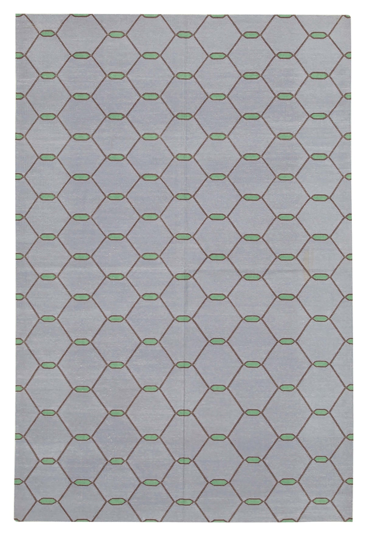 Nevok Geometrik Desenli Açık Gri ve Yeşil Modern Kilim 162x243 cm