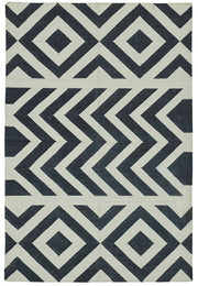 Nevok Geometrik Desenli Lacivert ve Kırmızı Dokuma Kilim 109x163 cm