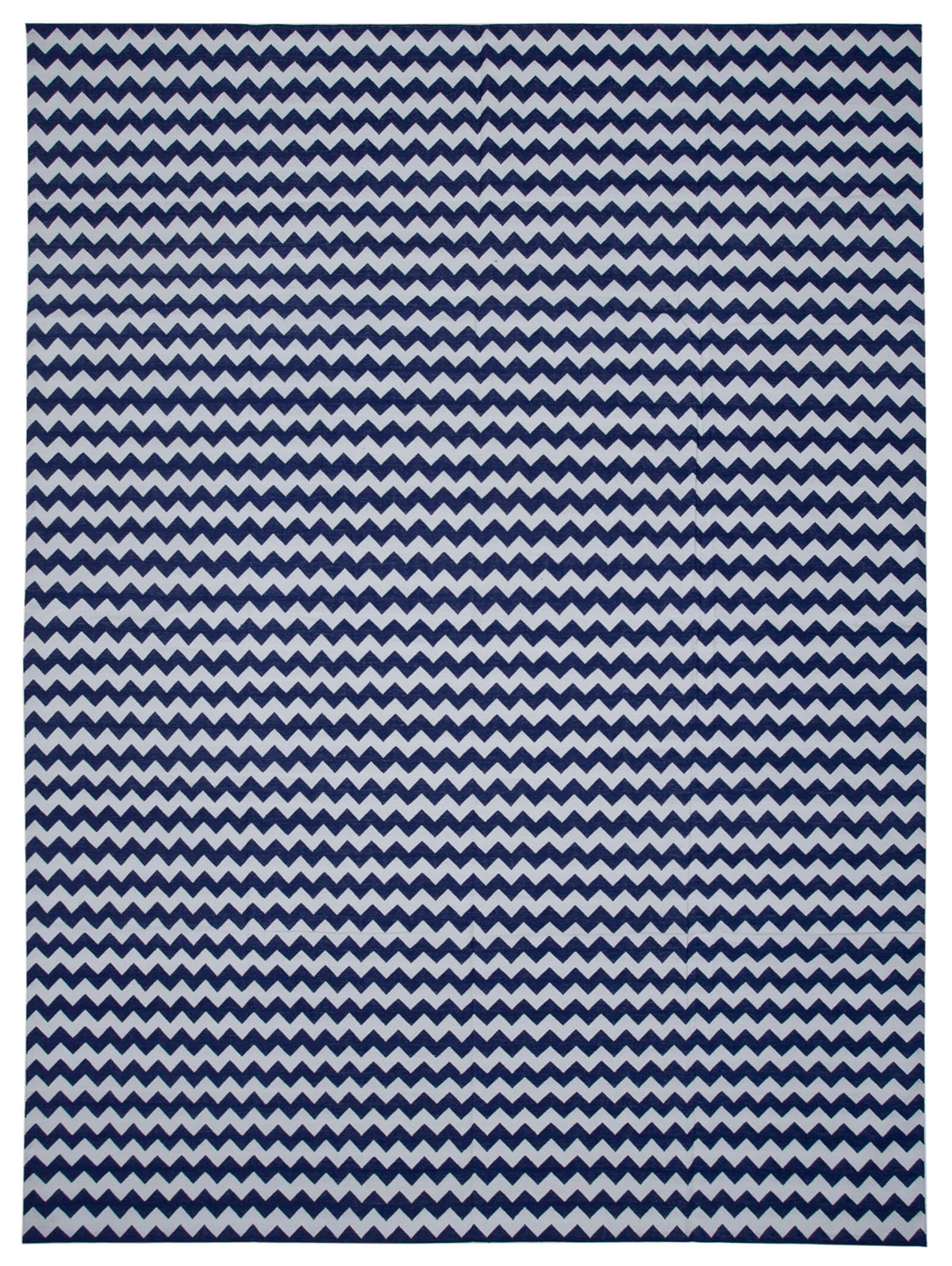 Navamo Lacivert Beyaz Geometrik Desenli Duri El Dokuma Kilim 305x415 cm