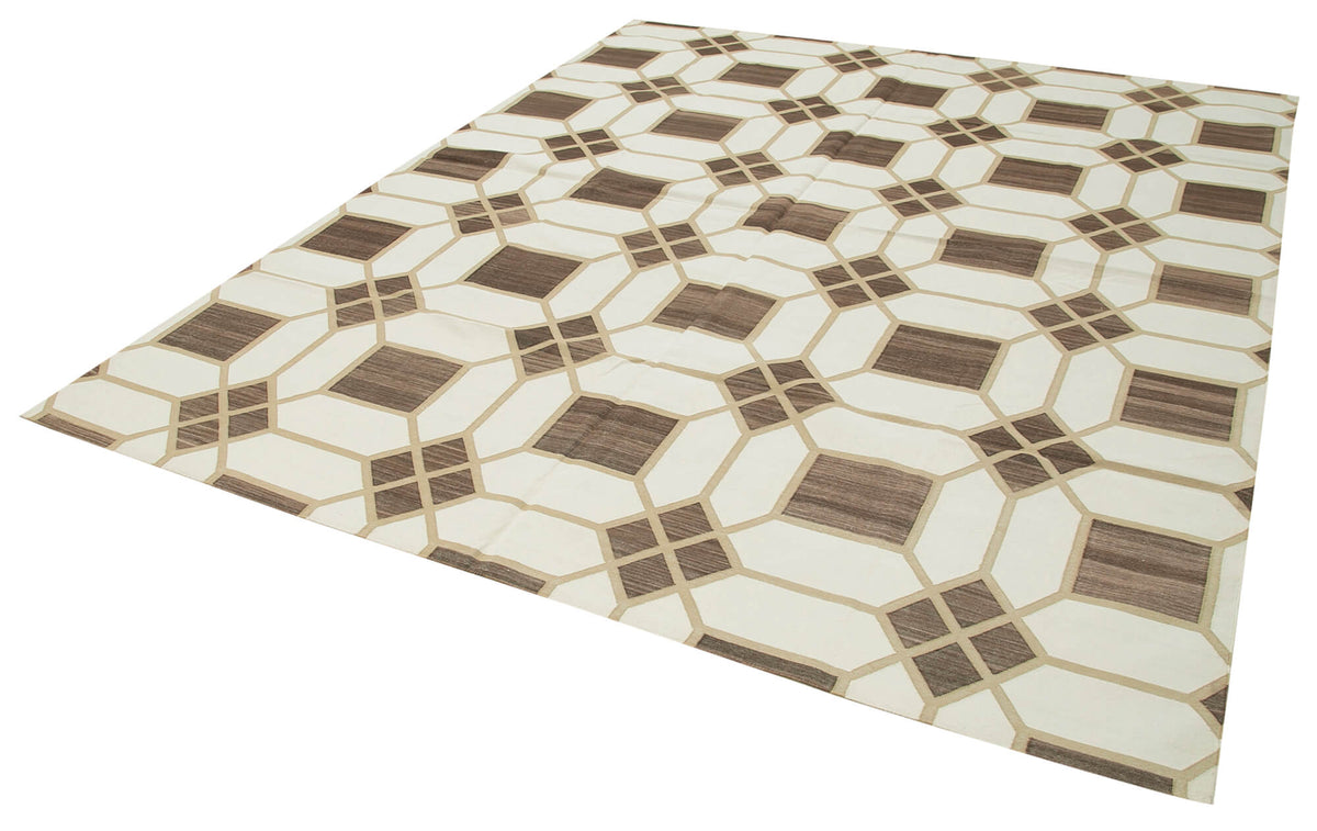 Navamo Duri Kilim Krem Geometrik Desenli Modern Kilim 240x307 cm – doku yakın çekim