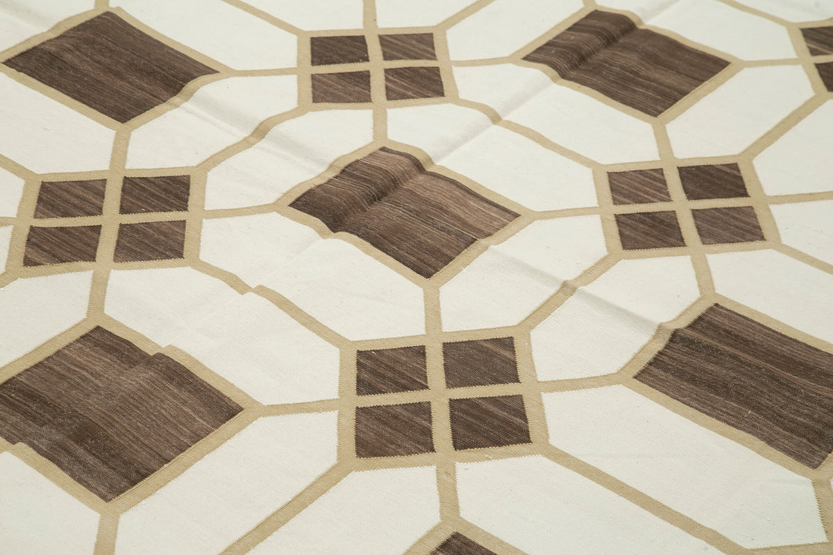 Navamo Duri Kilim Krem Geometrik Desenli Modern Kilim 240x307 cm – mekânda kullanım
