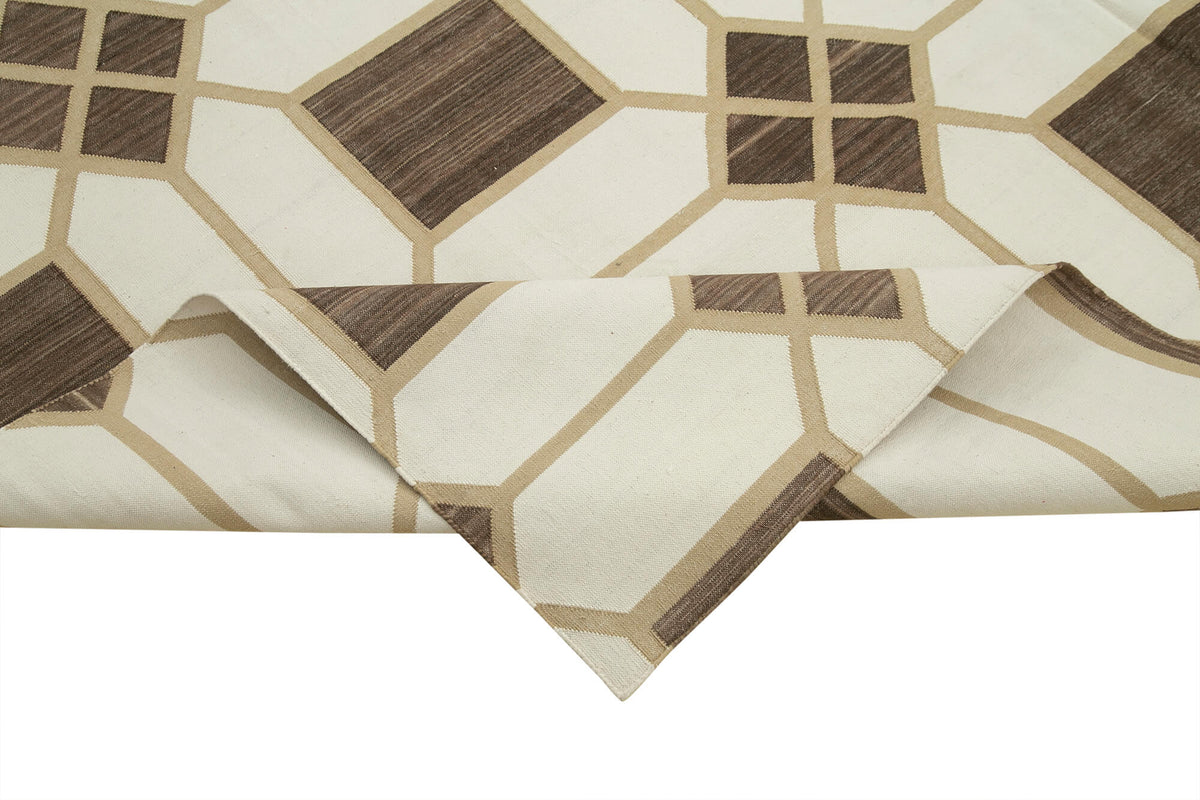 Navamo Duri Kilim Krem Geometrik Desenli Modern Kilim 240x307 cm – kenar detayı