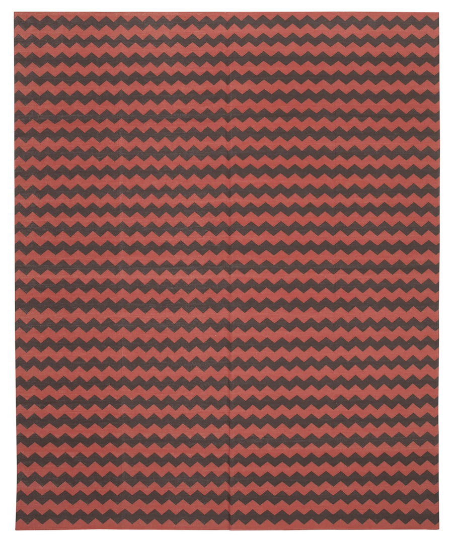 Navamo Red Geometric Pattern Cotton Duri Kilim 245x298 cm