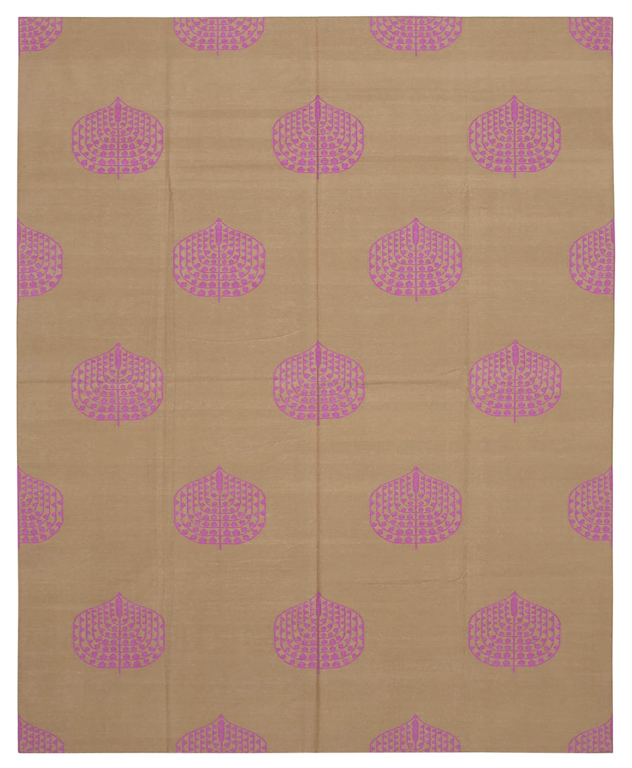 Navamo Kahverengi Mor Geometrik Pamuk Duri Kilim 244x300 cm