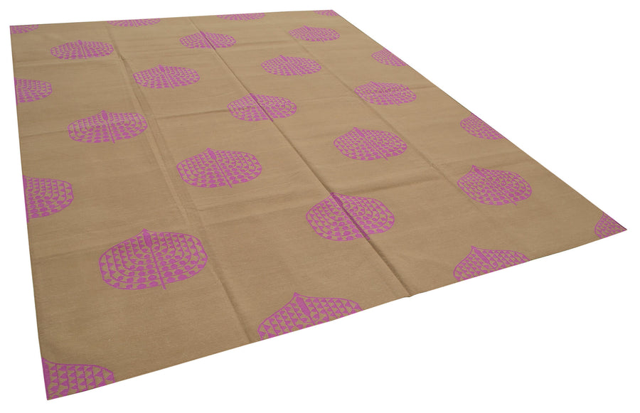 Navamo Kahverengi Mor Geometrik Pamuk Duri Kilim 244x300 cm – genel görünüm