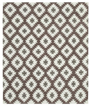 Navamo Duri Kilim Kahverengi Beyaz Baklava Desenli 253x303 cm 32621