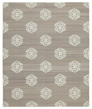 Navamo Gri Beyaz Geometrik El Dokuma Duri Kilim 244x297 cm