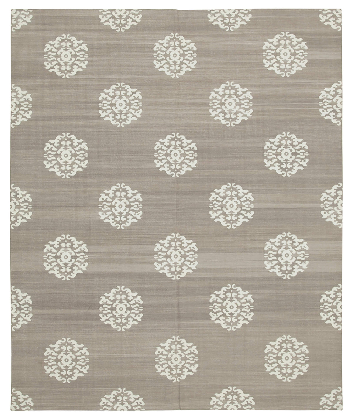 Navamo Gri Beyaz Geometrik El Dokuma Duri Kilim 244x297 cm
