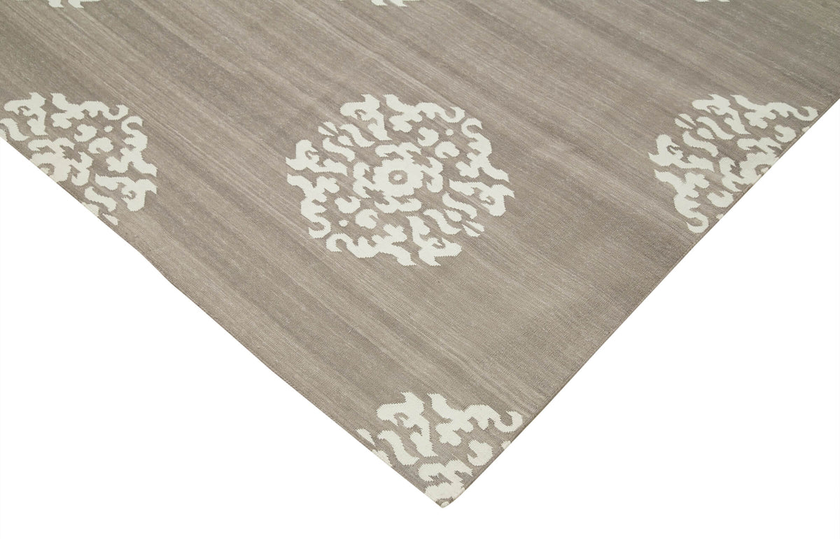 Navamo Gri Beyaz Geometrik El Dokuma Duri Kilim 244x297 cm – detay görünümü