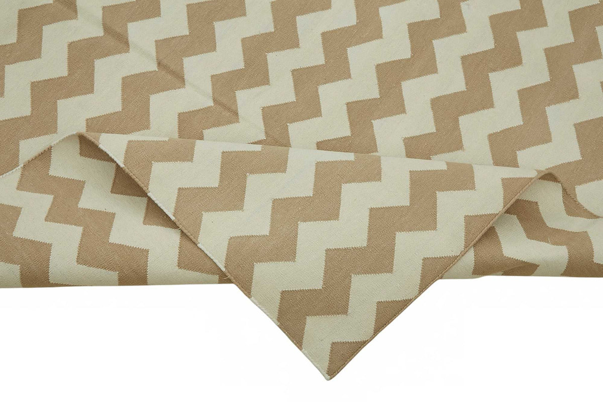 Navamo Krem Bej Halı Modern Geometrik Desenli Duri Kilim 237x297 cm – kenar detayı
