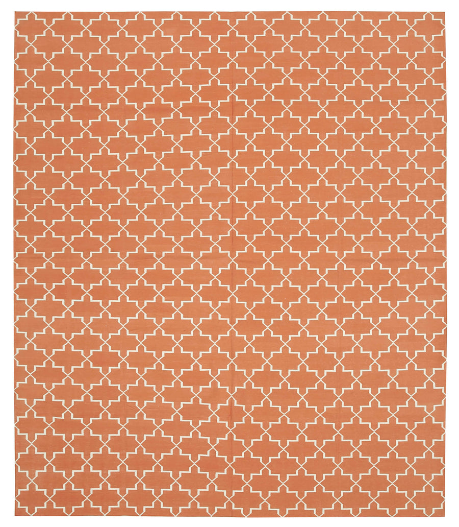 Navamo Geometrik Desenli Terrakotta Dokuma Modern Kilim 253x300 cm